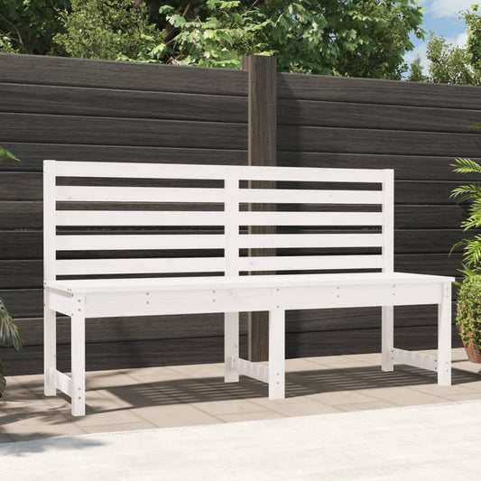 Elegant White Solid Pine Wood Garden Bench, 157.5 cm
