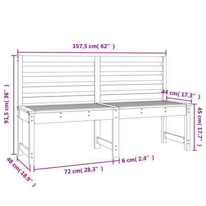 Solid Wood Pine Garden Bench, Black, 157.5 cm - Stylish & Durable