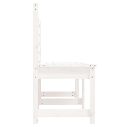 White Solid Pine Wood Garden Bench - 201.5 cm Length Durable Design