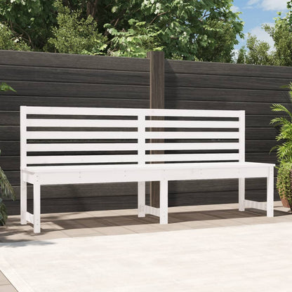 White Solid Pine Wood Garden Bench - 201.5 cm Length Durable Design