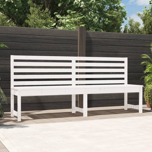 White Solid Pine Wood Garden Bench - 201.5 cm Length Durable Design