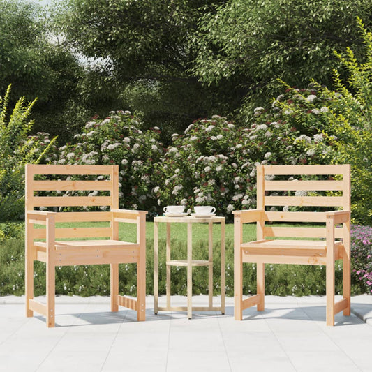 Solid Pine Wood Garden Chairs - Set of 2, 60x48x91 cm