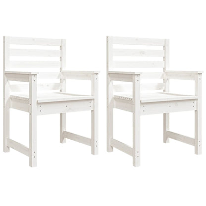 Set of 2 White Garden Chairs - Solid Pine Wood 60x48x91 cm