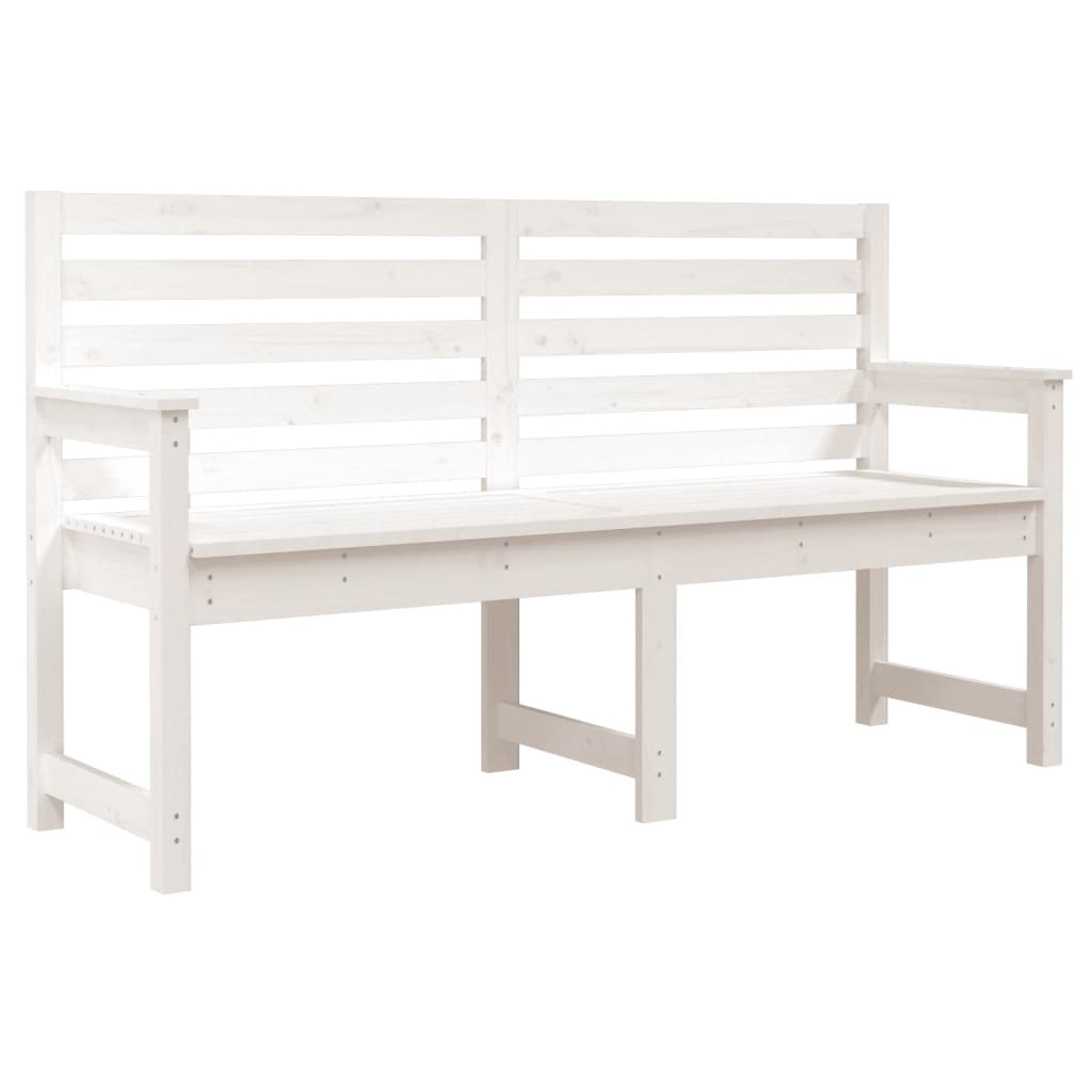 White Solid Pine Garden Bench - 159.5x48x91.5 cm Durable Design