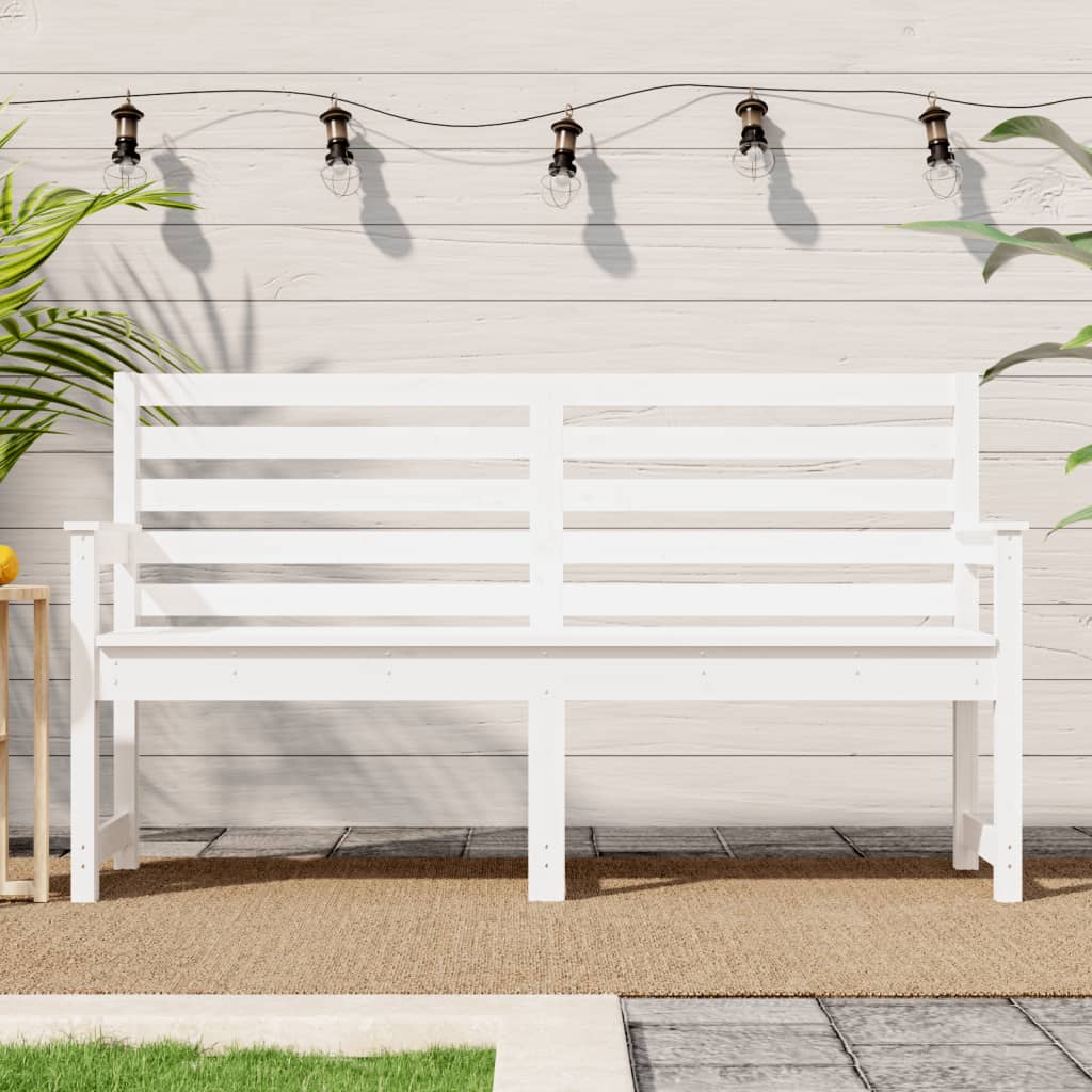 White Solid Pine Garden Bench - 159.5x48x91.5 cm Durable Design