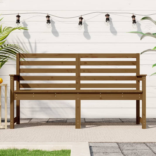 Honey Brown Solid Pine Wood Garden Bench - 159.5x48x91.5 cm