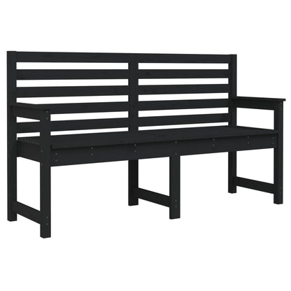 Solid Pine Wood Garden Bench - Black, 159.5x48x91.5 cm