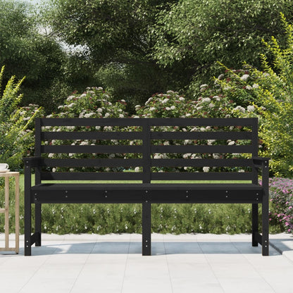 Solid Pine Wood Garden Bench - Black, 159.5x48x91.5 cm
