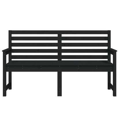 Solid Pine Wood Garden Bench - Black, 159.5x48x91.5 cm