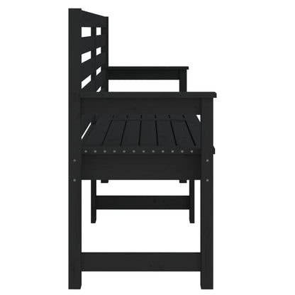 Solid Pine Wood Garden Bench - Black, 159.5x48x91.5 cm