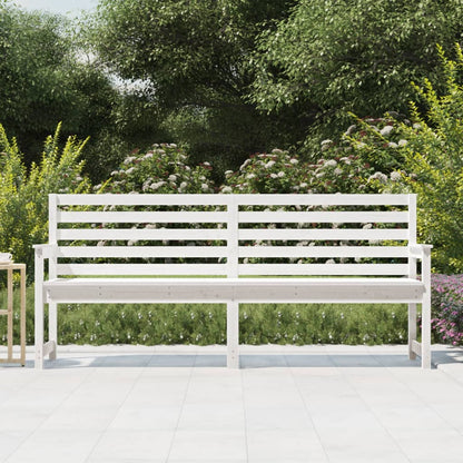 Solid Pine Garden Bench, White, 203.5x48x91.5 cm