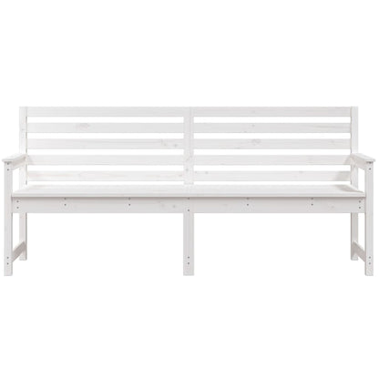 Solid Pine Garden Bench, White, 203.5x48x91.5 cm