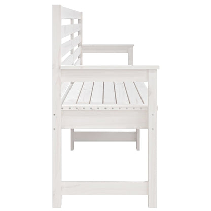 Solid Pine Garden Bench, White, 203.5x48x91.5 cm