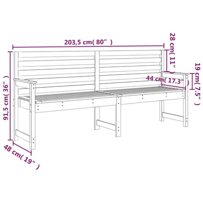 Solid Pine Garden Bench, White, 203.5x48x91.5 cm