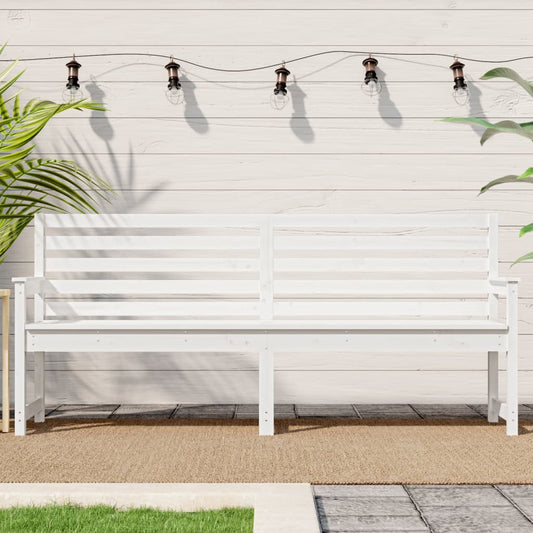 Solid Pine Garden Bench, White, 203.5x48x91.5 cm