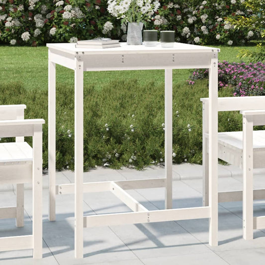 Solid Pine Wood Garden Table - White, 82.5x82.5x110 cm