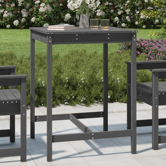 Solid Pine Wood Garden Table - Grey, 82.5x82.5x110 cm