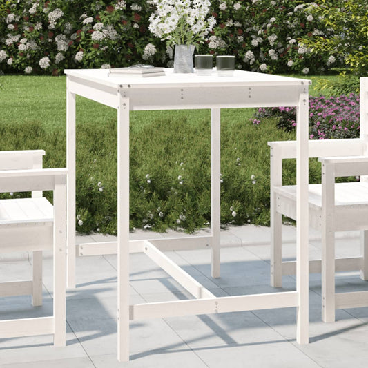 Solid Pine Wood Garden Table - White, 121x82.5x110 cm