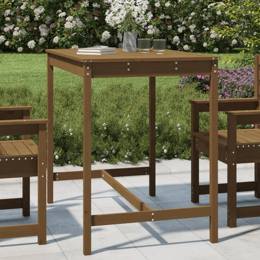 Solid Pine Wood Garden Table - Honey Brown, 121x82.5x110cm