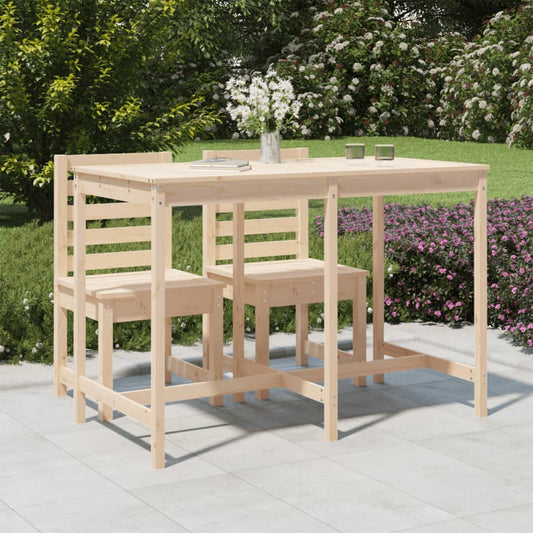 Solid Pine Wood Garden Table - 159.5x82.5x110cm, Natural Finish