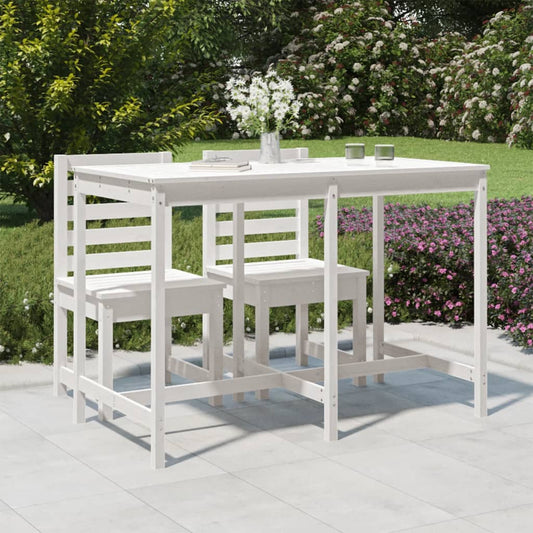 Solid Pine Wood Garden Table - White, 159.5x82.5x110 cm