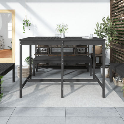 Solid Pine Wood Garden Table in Grey - 160x83x110cm