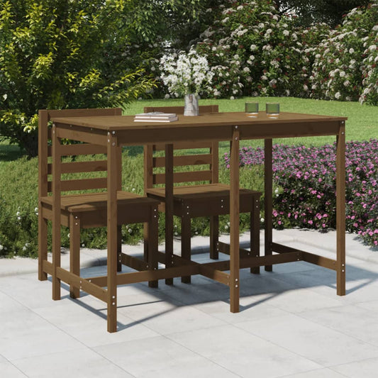 Solid Pine Wood Garden Table - Honey Brown, 159.5x82.5x110 cm