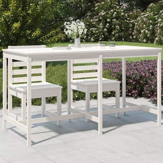 Solid Pine Garden Table - White, 203.5x90x110 cm