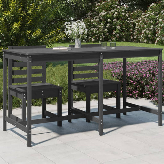 Solid Pine Wood Garden Table in Grey - 203.5x90x110 cm
