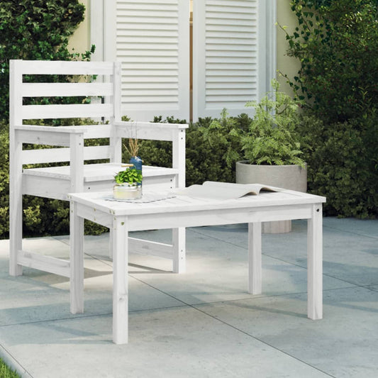 Solid Pine Wood Garden Table - White, 82.5x50.5x45 cm