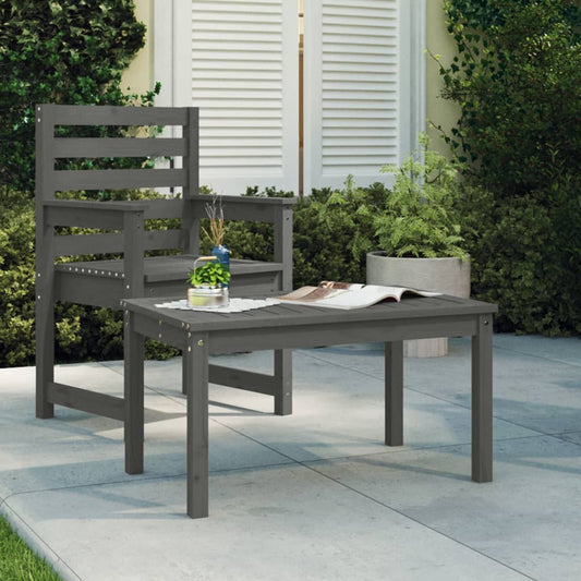 Solid Pine Wood Garden Table - Grey, 82.5x50.5x45 cm
