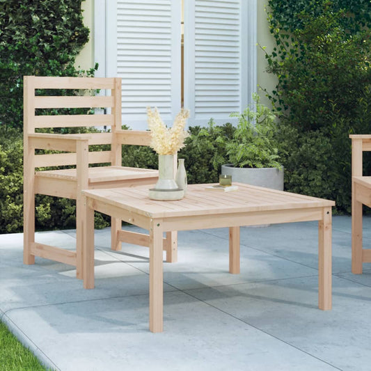 Solid Pine Wood Garden Table 82.5 cm - Natural Finish
