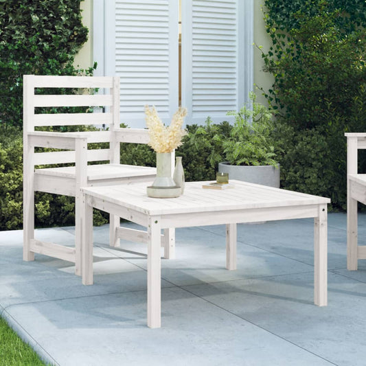Solid Pine Wood Garden Table - White, 82.5cm Square