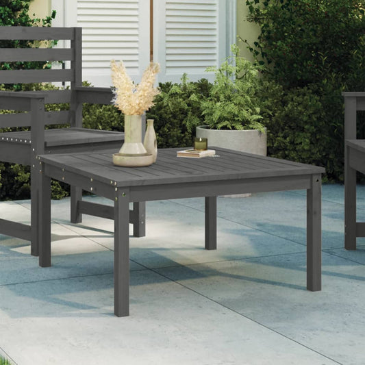 Solid Pine Wood Garden Table - Grey, 82.5x82.5x45 cm