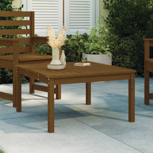Solid Pine Wood Garden Table - Honey Brown, 82.5cm Square
