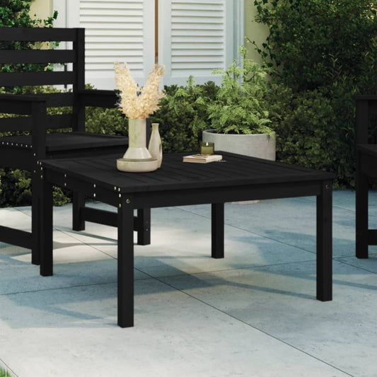 Solid Pine Wood Garden Table - Black, 82.5 cm Square