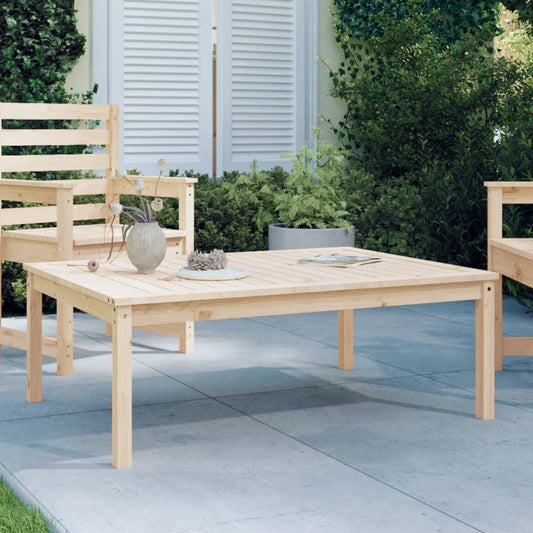 Solid Pine Wood Garden Table - 121x82.5x45 cm, Natural Finish