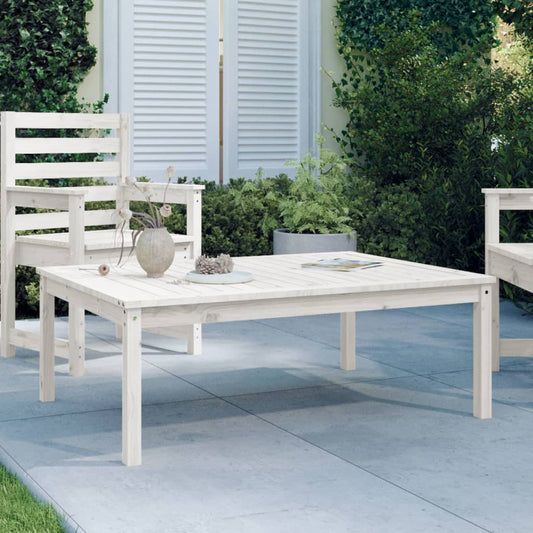 Solid Pine Wood Garden Table - White, 121 x 82.5 x 45 cm