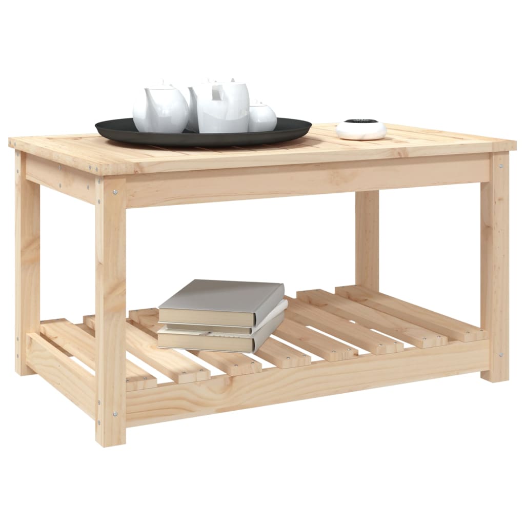 Solid Pine Wood Garden Table - Natural Finish, 82.5x50.5x45 cm