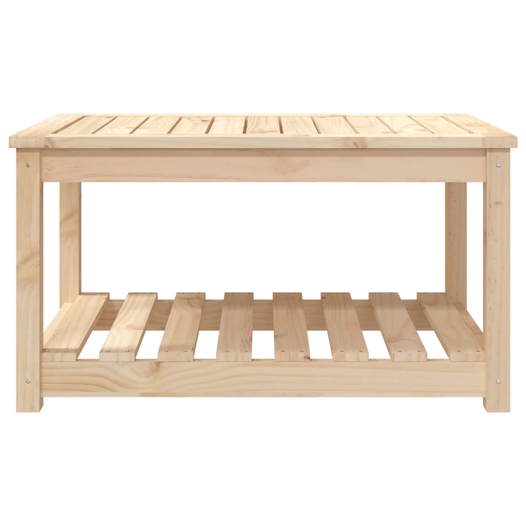 Solid Pine Wood Garden Table - Natural Finish, 82.5x50.5x45 cm