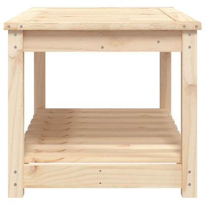 Solid Pine Wood Garden Table - Natural Finish, 82.5x50.5x45 cm