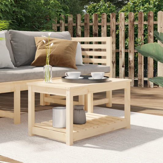 Solid Pine Wood Garden Table - Natural Finish, 82.5x50.5x45 cm