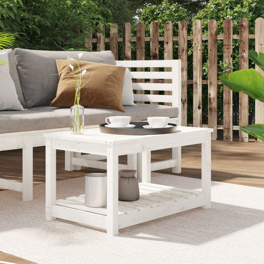 Solid Pine Wood Garden Table - White, 82.5x50.5x45 cm