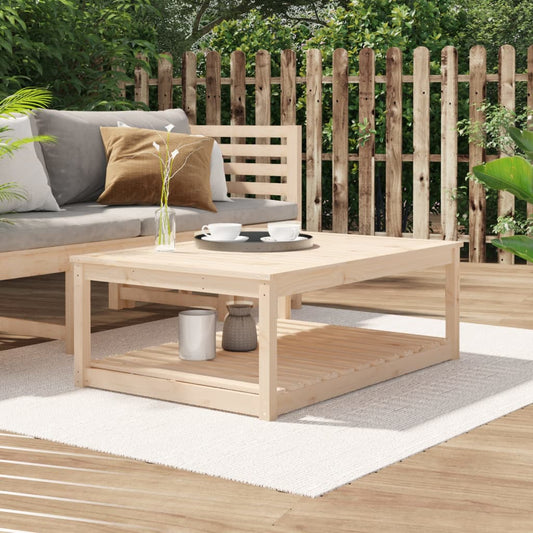 Solid Pine Wood Garden Table - 121x82.5x45 cm - Natural Finish