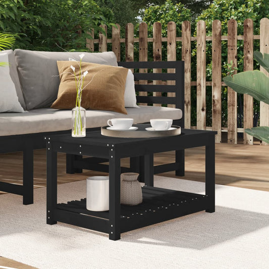 Solid Pine Wood Garden Table - Black, 82.5x50.5x45 cm