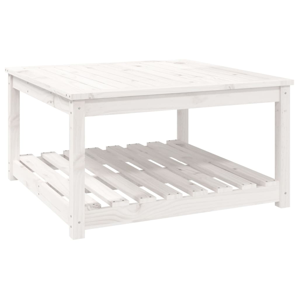 Solid Pine Wood Garden Table - White, 82.5cm Square