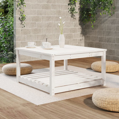 Solid Pine Wood Garden Table - White, 82.5cm Square
