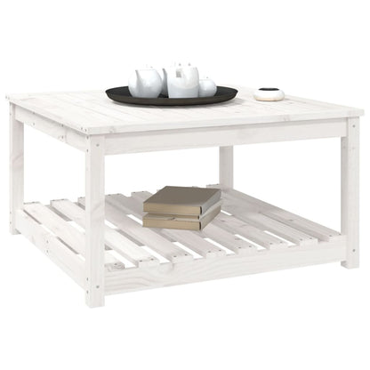 Solid Pine Wood Garden Table - White, 82.5cm Square