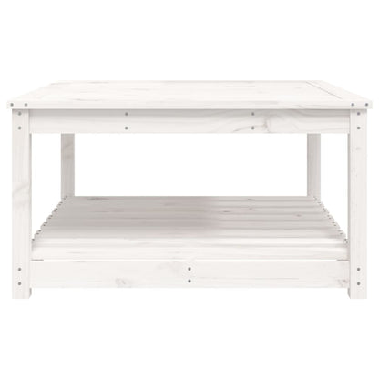 Solid Pine Wood Garden Table - White, 82.5cm Square