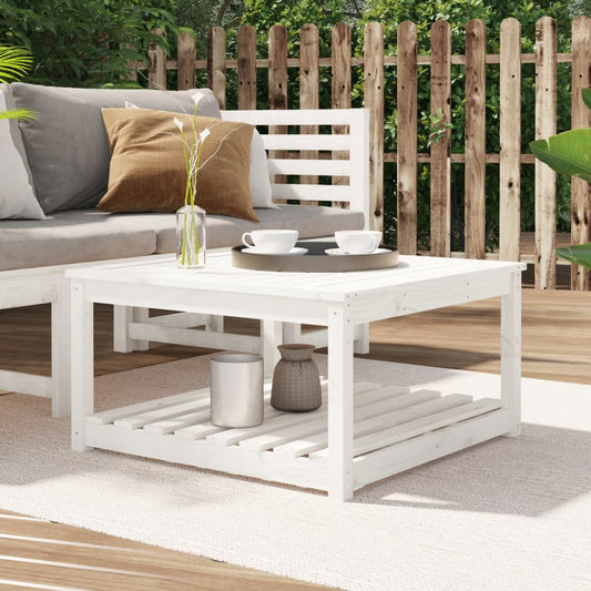 Solid Pine Wood Garden Table - White, 82.5cm Square